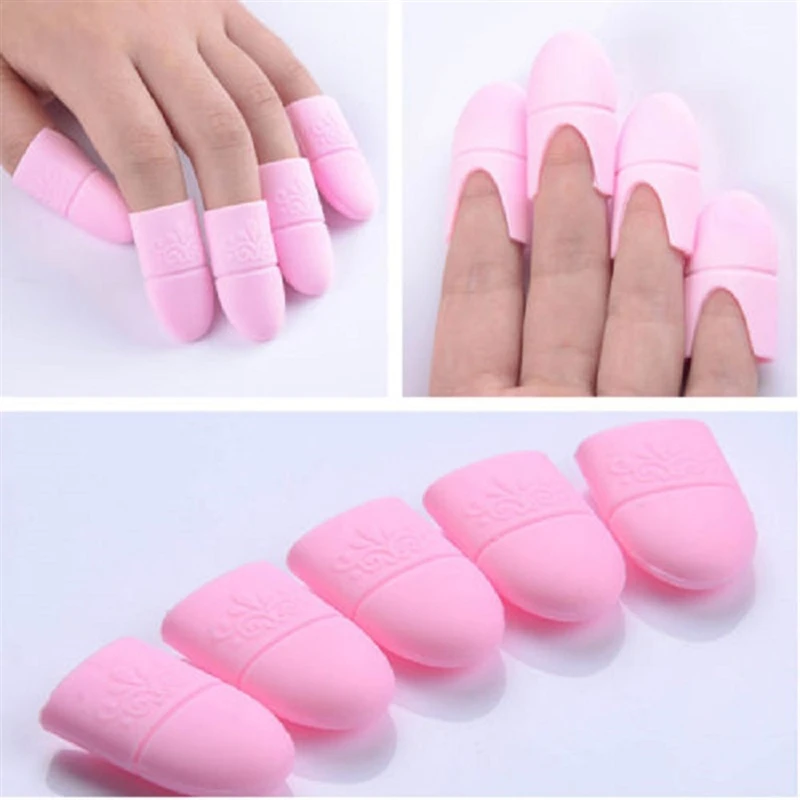 10Pcs/set Silicone Nail Art Soak Off Cap Clips Varnish UV Gel Polish Remover Wrap Tool Nail Wipes Manicure Tools