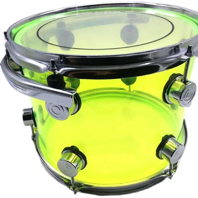 12 Inch Diameter 9 Inch Depth Snare Drum Acrylic Tom Drum Green Acrylic Drum 6 Holes Drum Hoop 6mm Thickness Drum Body Shell 1Pc