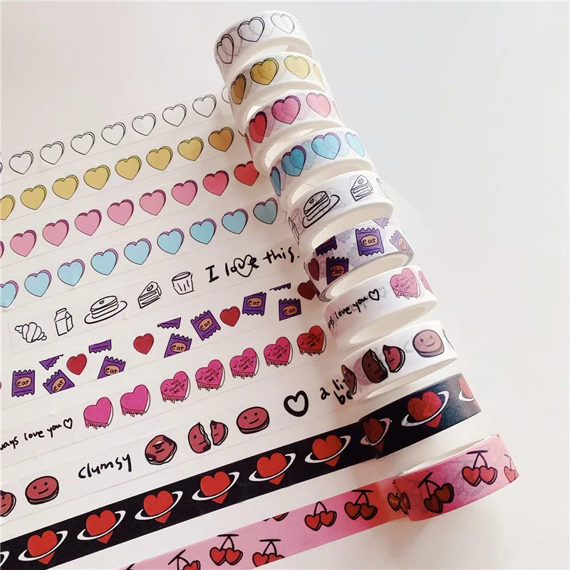 INS Hot Sale Love Cake Pattern Washi Tape Hand Account Sticker Sealing Sticker Decoration Paper Masking Tape Stationery