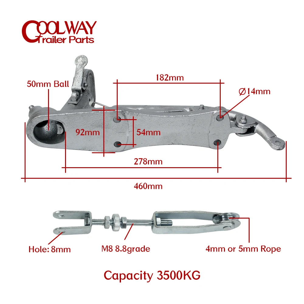 3500Kg 50mm Trailer Electric Casting Coupling Hitch Coupler W/N Brake Level Parts RV Accessories Camper Caravan Components