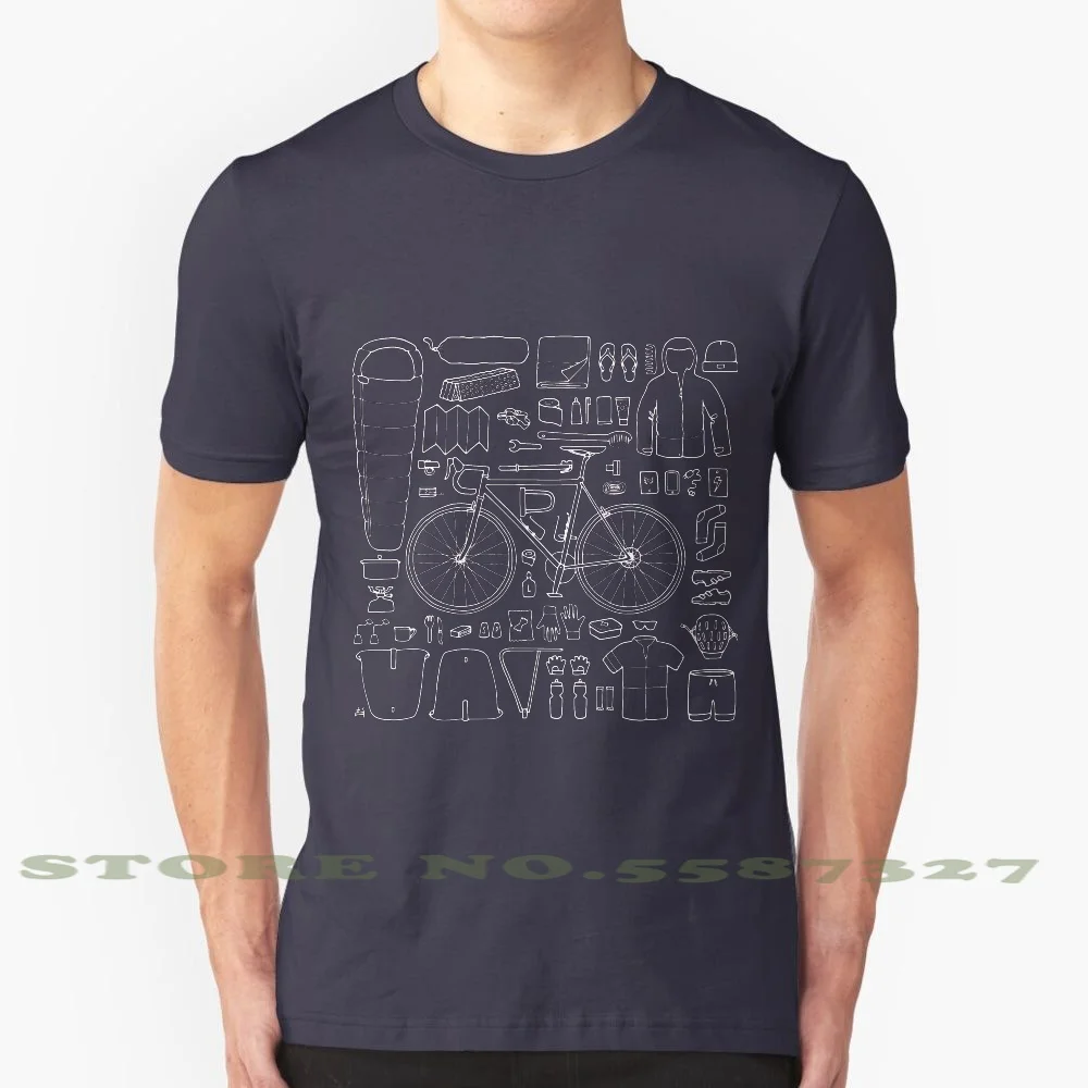 Biketour : Deconstructed #2 White 100% Pure Cotton T-Shirt Bikepacking Bike Tour Bicycle World Trip Journey Nature Outdoor