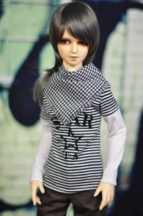 

1/6 1/4 1/3 scale BJD clothes Top Striped T-shirt + scarf for BJD/SD YOSD MSD SD13 SD17 Uncle doll accessories C0126