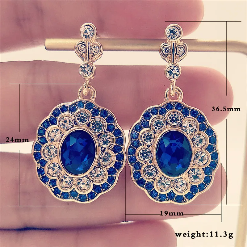 

Luxury Cubic Zirconia Dangle Earrings fashion Gold Color blue crystal Drop Earrings For Women Fashion Jewelry 2020