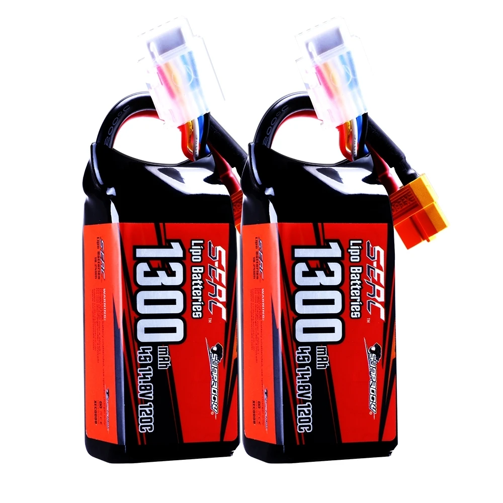 2Packs Sunpadow 14.8V 4S Lipo Battery 1100Mah 1300Mah 1500Mah 120c Soft Pack Met Xt60 Plug Voor Rc Fpv Quadcopter Drone Vliegtuig