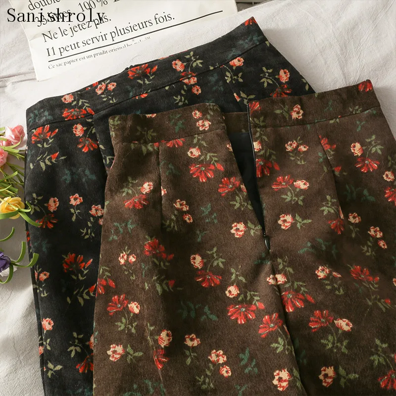 

2021 Sprint Autumn Women Floral Print Skirts Vintage High Waist A-Line Mini Skirts Ladies Short Package Hip Bodycon Skirt CD108