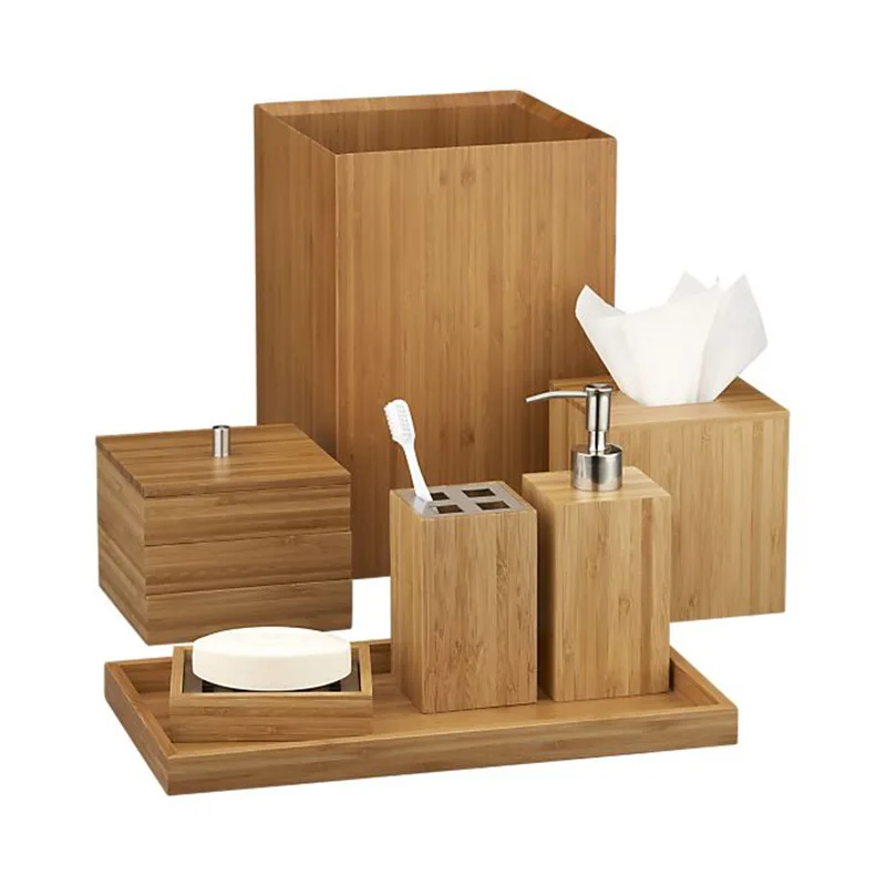 Bamboo home bathroom wash set home bathroom set professional custom