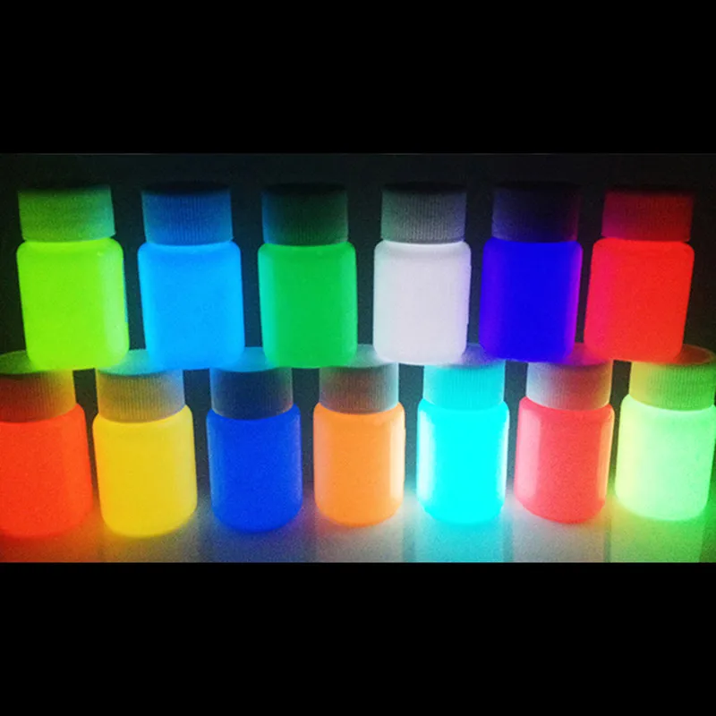 12 Colors 10 grams Eco-friendly Without Radiation Neon Phosphor Powder Dust Luminous Pigment Fluorescent Powder Glow in the Dark