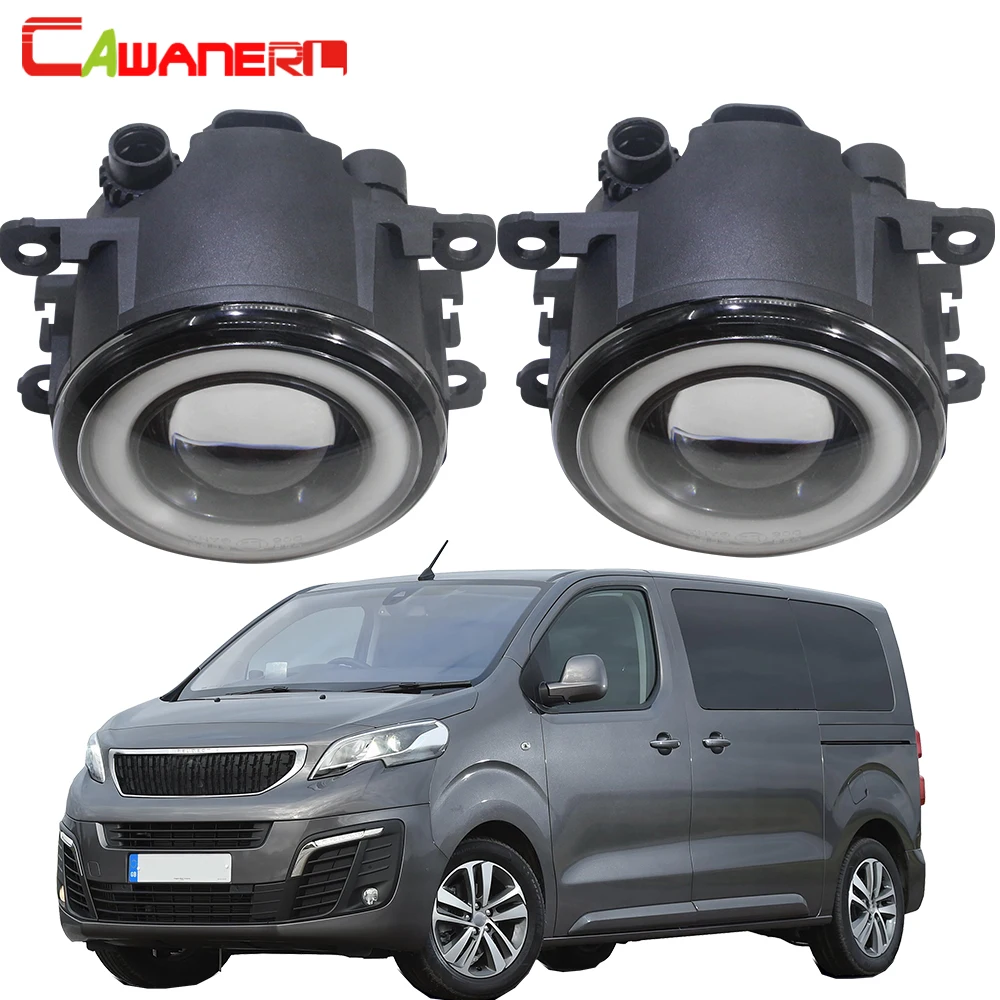 Cawanerl For Peugeot Traveller 2016 2017 2018 Car 30W 3000LM COB LED Fog Light Halo Ring Angel Eye Daytime Running Light DRL 12V