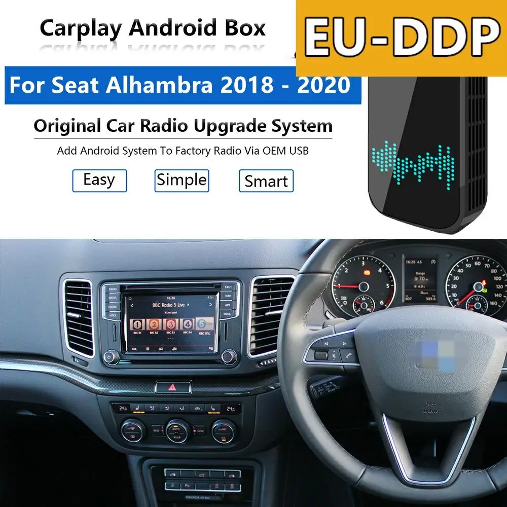 Radio Carplay upgrade Android Auto Audio For Seat Alhambra 2018 - 2020 Apple Wireless AI Box Car Multimedia Player GPS Navi unit