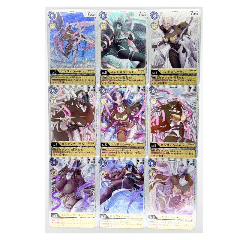 9pcs/set Digimon Digital Monster Angewomon Toys Hobbies Hobby Collectibles Game Collection Anime Cards