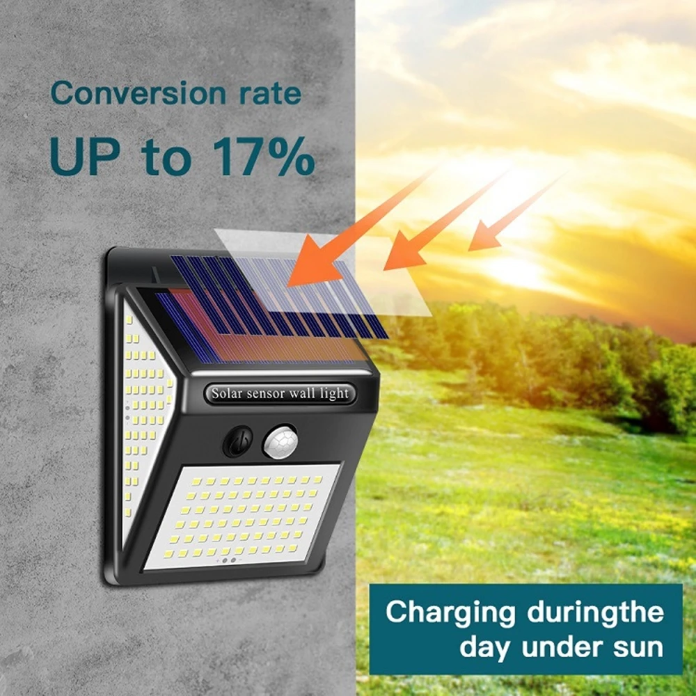 100/130/144 LEDS Solar Light Outdoor Waterproof Solar Solar Lamp Sensor Wall Light Powered Sunlight for Garden Decoration