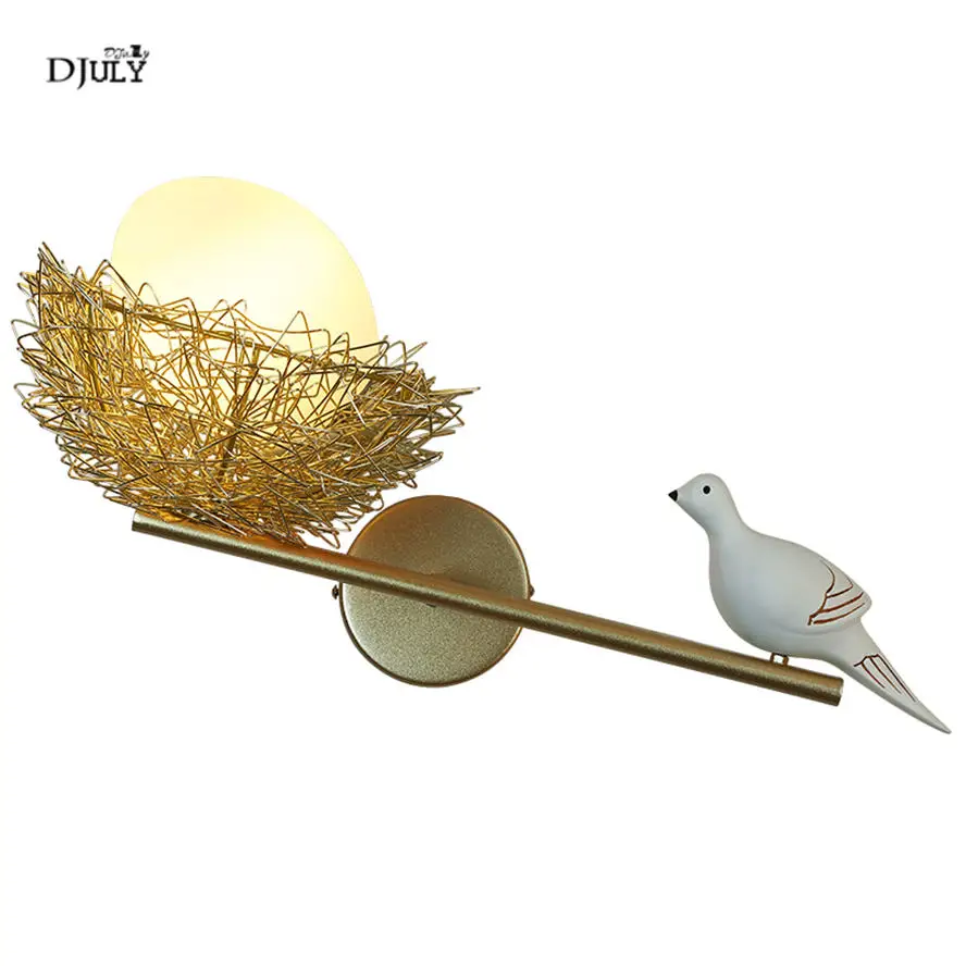 nordic Romantic parrot glass ball wall lamp for bedroom living room country loft decor wall sconces lighting fixtures led luster