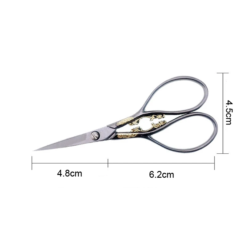 1PC European Vintage Stainless Steel Floral Scissors Sewing Shears DIY Tools Flower Pattern Embroidery Scissors