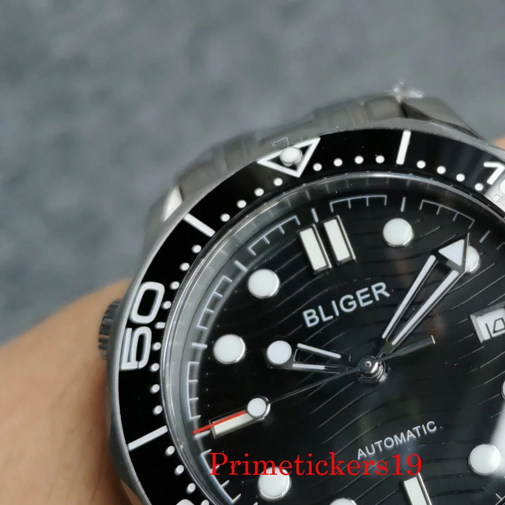 Bliger 41mm Men's Watch Sapphire Crystal Auto Date Stainless Steel Case Mental Bracelet NH35 PT5000 Movement - Image 2
