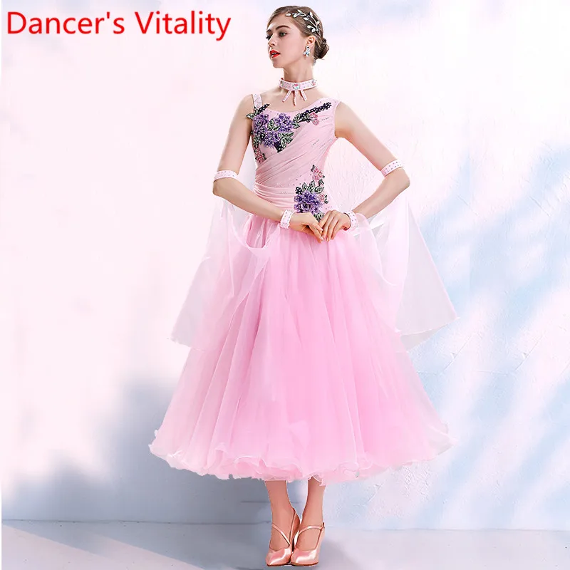 Moderne Dans Volwassen Vrouwen Kleding Grote Zoom Nationale Standaard Professionele Prestaties Jurk Ballroom Waltz Jazz Concurrentie Costum