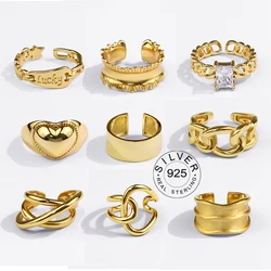 Anelli in vero argento sterling 925 per le donne Anelli di fidanzamento in argento 925 color oro vintage Anelli Mujer