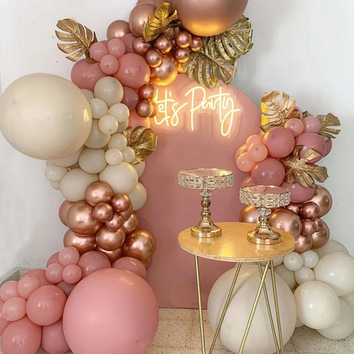 Kit de arco de guirnalda de globos rosa, decoración de fiesta de cumpleaños de boda, confeti de oro rosa para niños, globo de látex, revelación de