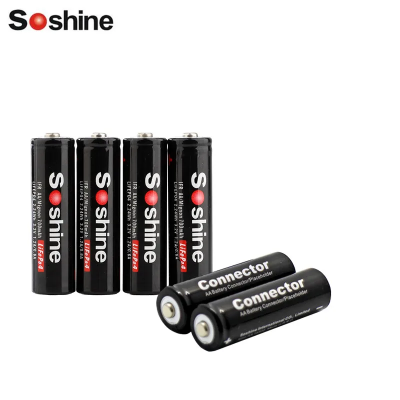 4 sztuk/partia Soshine 3.2V LiFePO4 bateria AA 14500 pilas rechargeables chronione obudową baterii i złącza