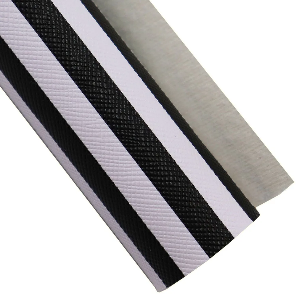 30x134cm Roll Black White Stripe Faux Synthetic PU Leather Fabric For HandBag Craft Sewing DIY HM015