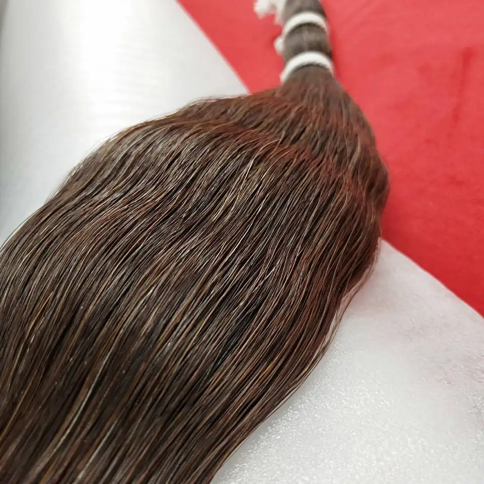 250g 60-65cm Brown Bow Hair Breeding Horsetail Qintail Bow Hair Whisk Embroidery Handicraft Woven Lining Hair