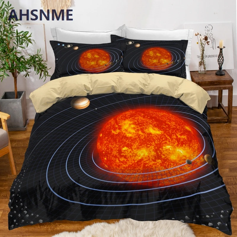 

AHSNME Solar System Bed Set Cozy Polyester Bedding Sets Sun Universe Duvet Cover Pillowcase Dropshipping