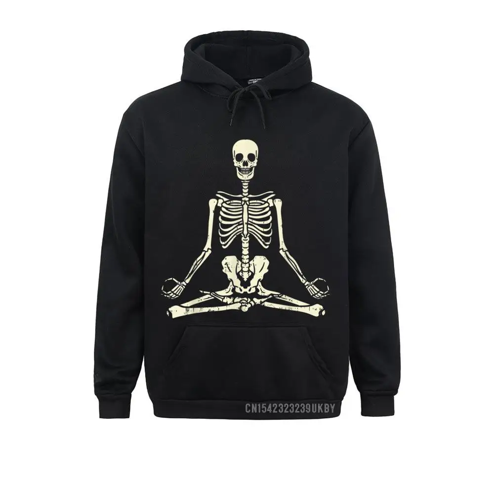 Sweat à capuche personnalisé à manches longues pour homme, motif squelette de méditation Lotus Yoga Zen Balance Halloween, tout nouveau