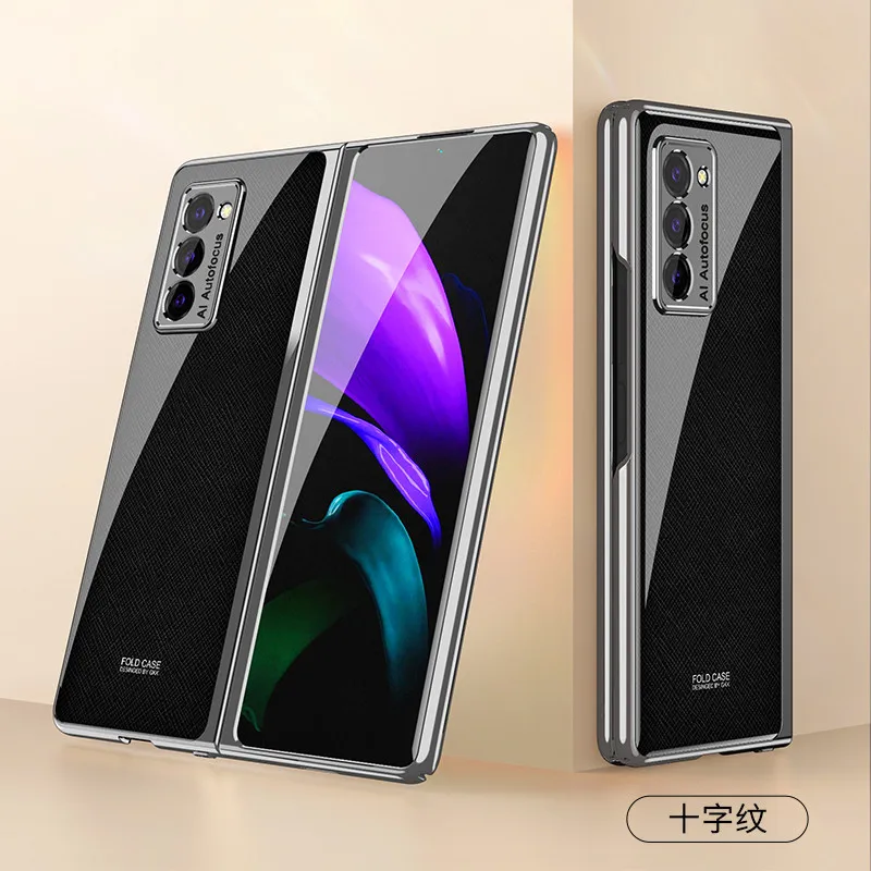 Plating Case For Samsung Galaxy Z Fold 3 Case Colored Tempered Glass Hard Cover For Samsung Galaxy Z Fold3 ZFold3 5G F926B F926U