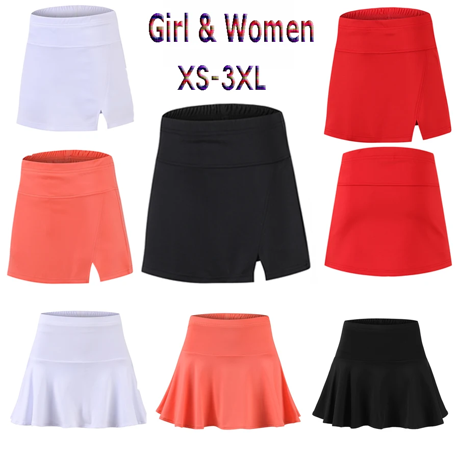 New Women Tennis Skorts skirt,Girl sport Skirts with Safety Shorts,A-line Running Tennis Skirts Quick Dry badminton skirt