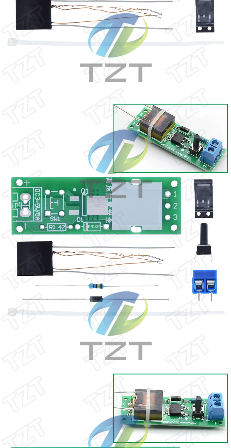 HV-1 Hochspannungsgenerator Lichtbogenzündungs-DIY-Kit Lichtbogengenerator Zigarettenanzünder-Kit DIY Hochspannungsmodul DC 3-5V Feuerzeug – Detail 5