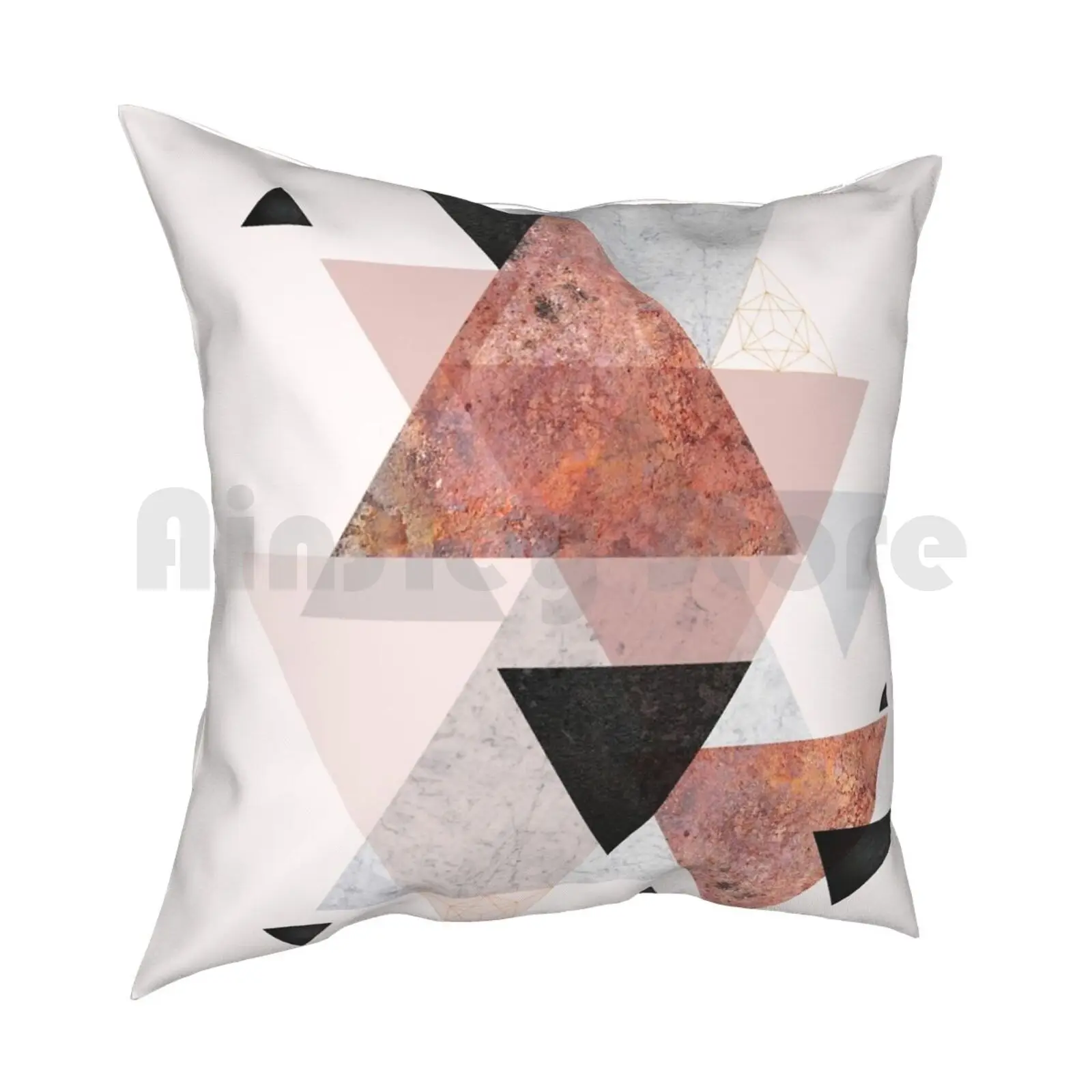 Geometric Arrangement In Blush , Rose Gold And Black Pillow Case Printed Home Soft Throw Pillow Geometric Scandinavian