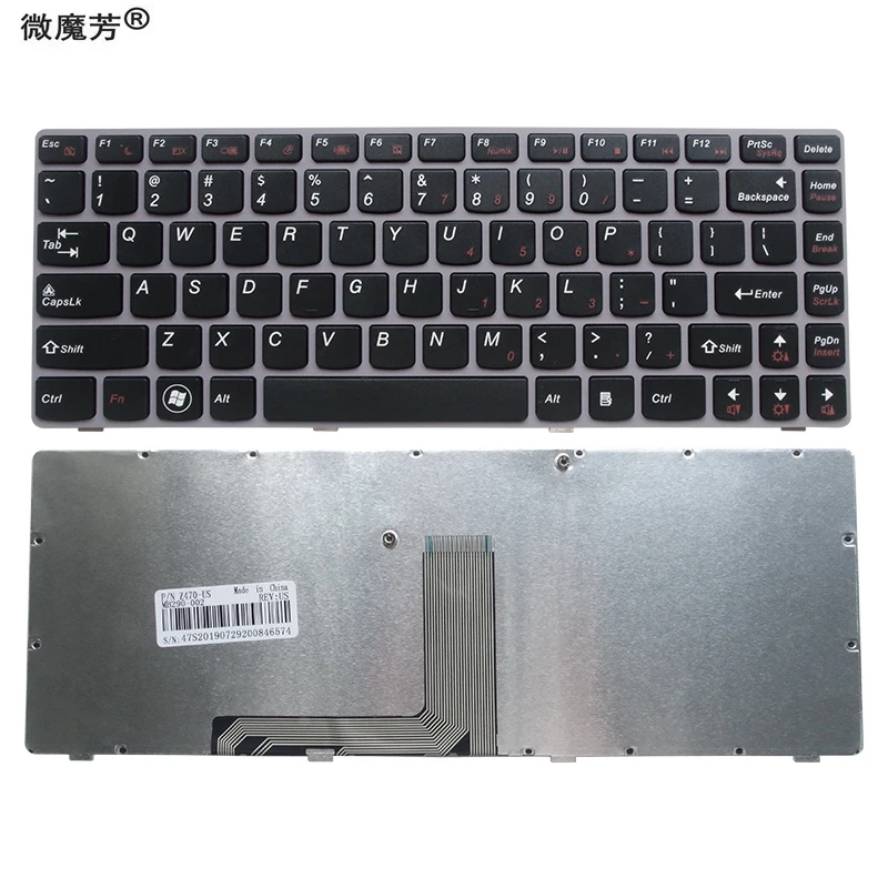 

US gray New English Laptop keyboard For Lenovo Z470 AM Z470AT Z470AX Z470K Z470G Z475 Z370 Z370 Z470AM Z470G Z475 Z375