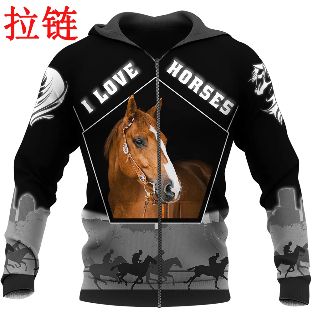 3D Printed Beautiful Horse Art Animal Hoodie Harajuku Sweatshirt Streetwear autumn hoodies Unisex Casual jacket Tracksuits DK009