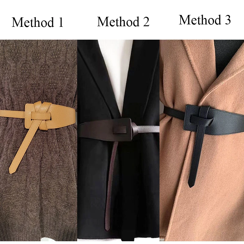 118cm Female Fashion Belt Wide Leather Corset Belt for Women Thin Knotted Black Waistband Skirt Coat Clothing Accessories