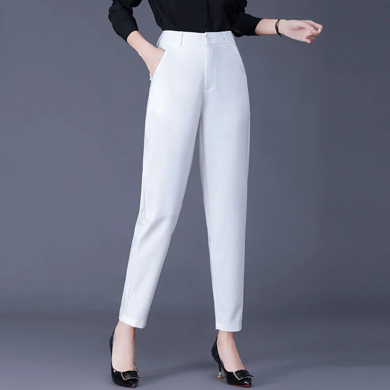 

High Waist Women's Pants Black Work Wear Office Elegant Harem Ankle-Length Pants Female High Quality Gray Casual Pants Trousers