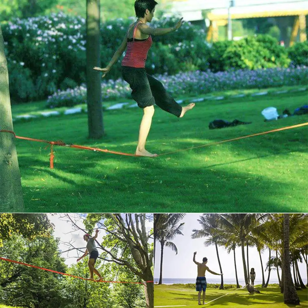 

Slackline Kit 36ft X 2 Outdoor Fitness Equipment Slack LineRatchet Tensioner Improve Balance Skills Core Strength S3