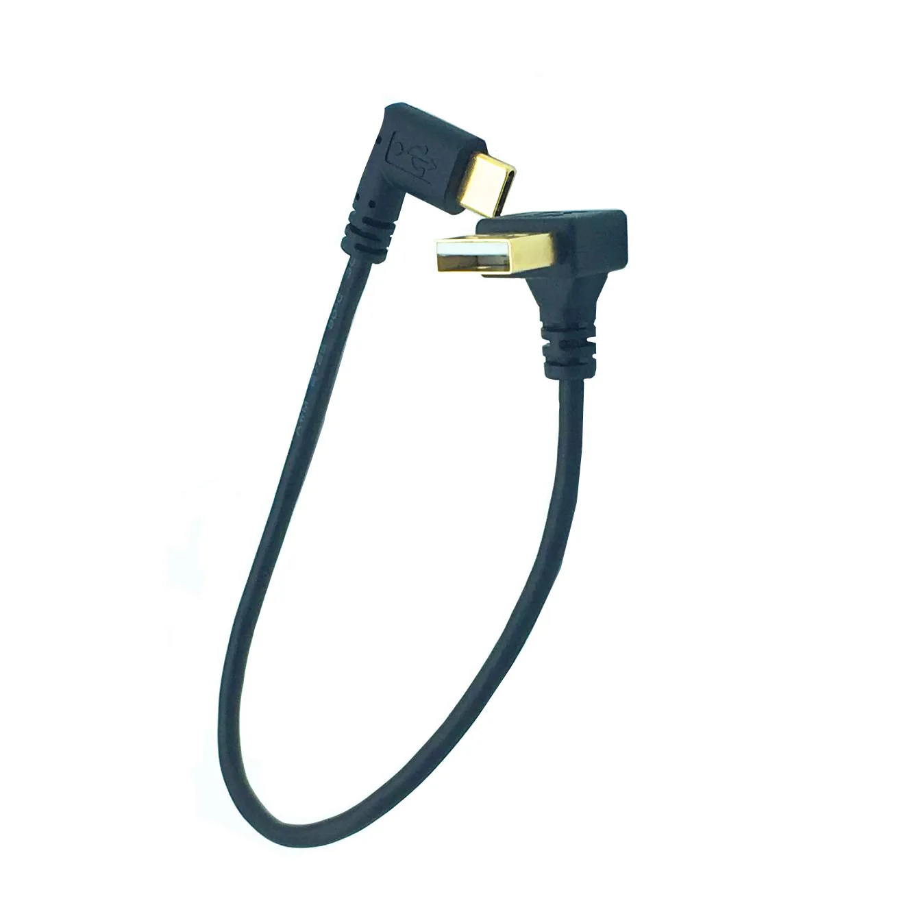 25CM USB 2.0 A Male 90 Degrees Right Left Up Down angled Elbow to USB 3.1 Type C Elbow male Converter Data Sync Charging Cable