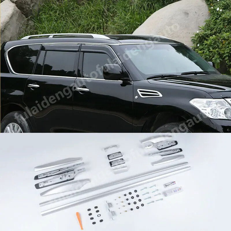 For Nissan Armada Patrol Y62 2012-2020 alloy Roof Rack Side Rail Bars Silver 1 set Car Accessories