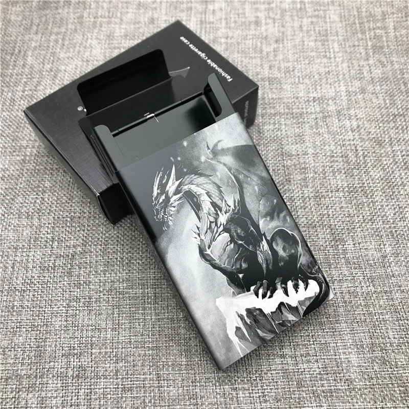 Customizd Dragon Aluminium Alloy Cigarette Case Boxes Ultra Thin Cigarette Box Laser Engraved Diy Your Picture Gift for Man