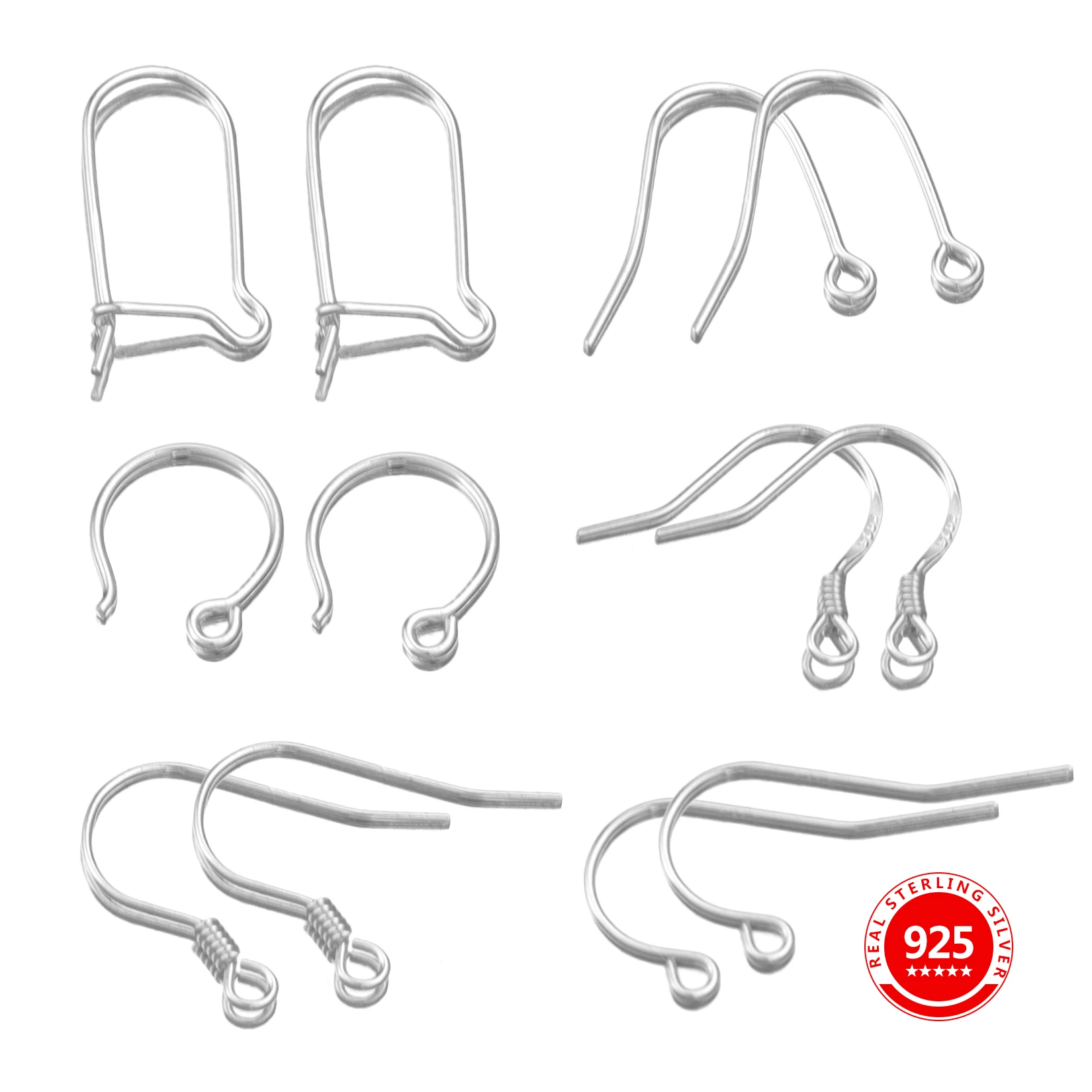 10pcs 100% 925 Sterling Silver Hypoallergenic Earrings Hook Anti Allergy Earring Clasps Making for Diy  Jewelry Making Supplies