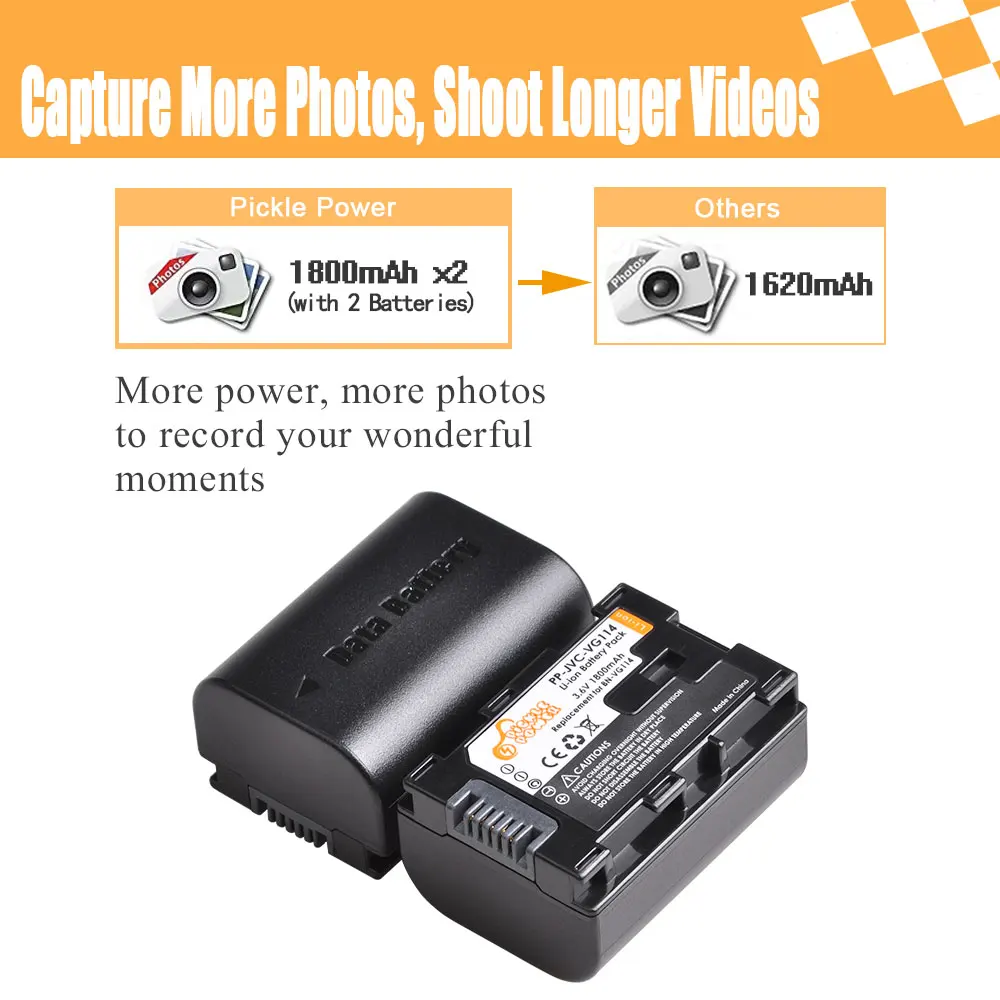 1800mAh BN VG114 BN-VG114 بطارية ل JVC BN-VG107 VG107U VG108U VG108E ، LED شاحن يو اس بي