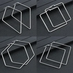 Titanium Steel Exaggerated Geometric Square Rhombus Hoop Earrings for women Big Earring Statement Ear Ring Nightclub Jewelry