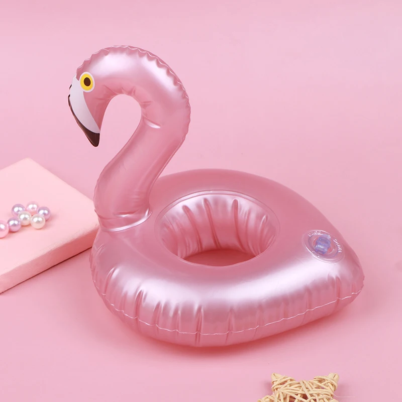 Mini Inflatable Flamingo Pool Float Toys Drink Float Cup Holder Swimming Ring Party Toys