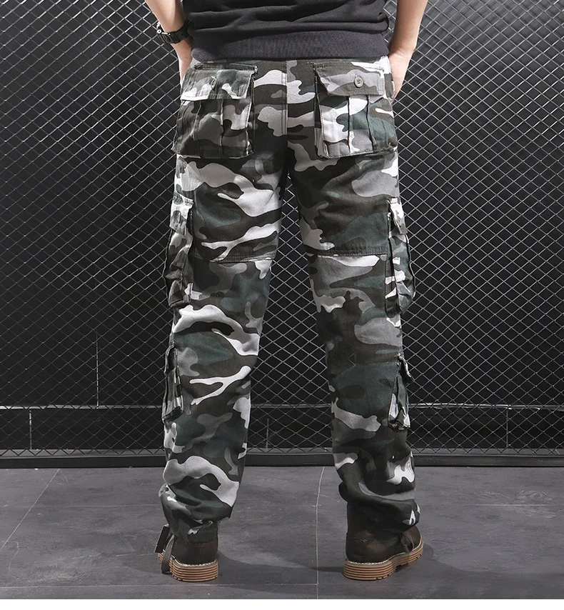 Camouflage Cargo Pants for Men Spring Autumn Multi Pocket Joggers Men Pants Cotton Overalls Casual Trousers Size 29-44 MY328