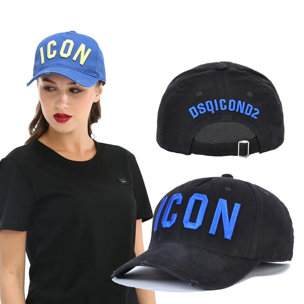 DSQICOND2 pamuk snapback beyzbol kapaklar DSQ mektuplar yüksek kalite kap erkekler kadınlar müşteri tasarım simge Logo şapka siyah kap baba şapkası