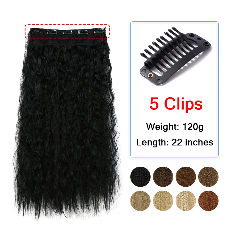 MyDiva Wavy Synthetic 22Inch 5Clip in Hair Extensions Heat Resistant Long Hairpiece High Temperature Fiber False Hair