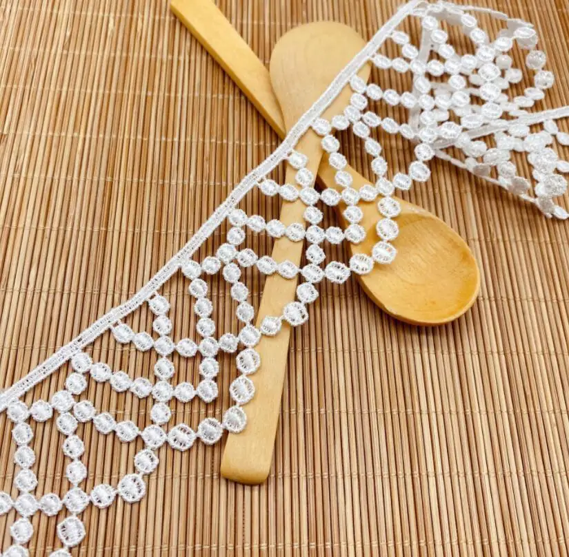 2 ياردة/مجموعة 4.3 سنتيمتر مع الأبيض الأسود الدانتيل تقليم للذوبان في الماء التطريز الدانتيل DIY بها بنفسك النسيج الملابس والاكسسوارات