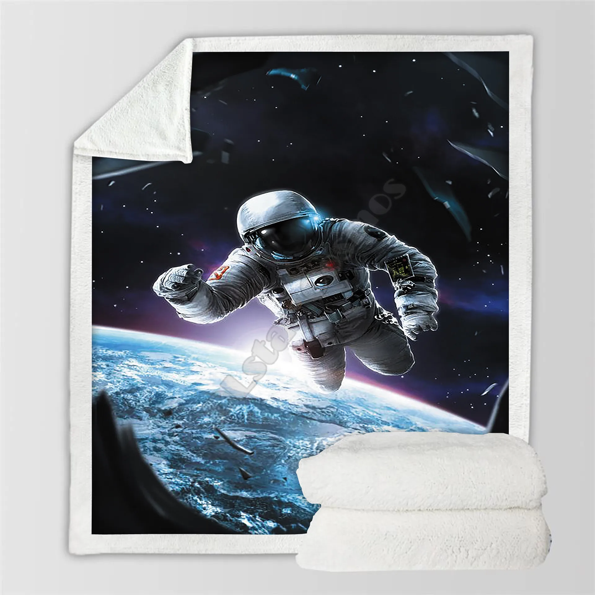 

Plstar Cosmos Galaxy Astronaut Fleece Blanket 3D print Sherpa Blanket on Bed Home Textiles Dreamlike style-4