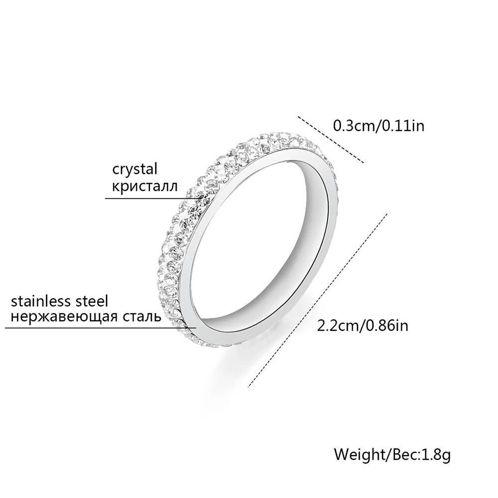 New Authentic Stainless Steel Female Finger Rings Gold Color Engagement Jewelry Women\'s Wedding Rings Party Gift 2019 3mm Width