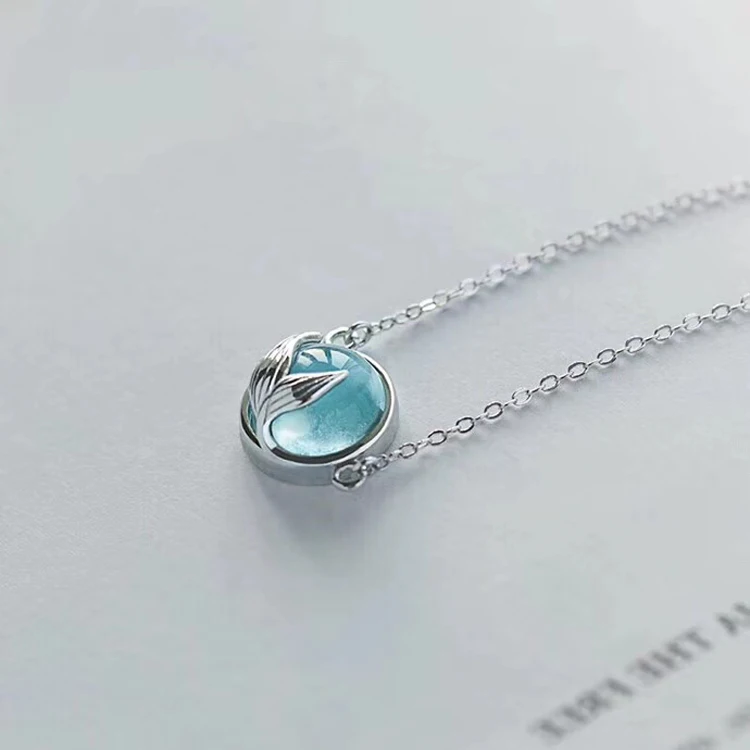 New Arrivals 925 Sterling Silver Blue Fish Tail Necklaces & Pendants For Women Hot Fashion sterling-silver-jewelry