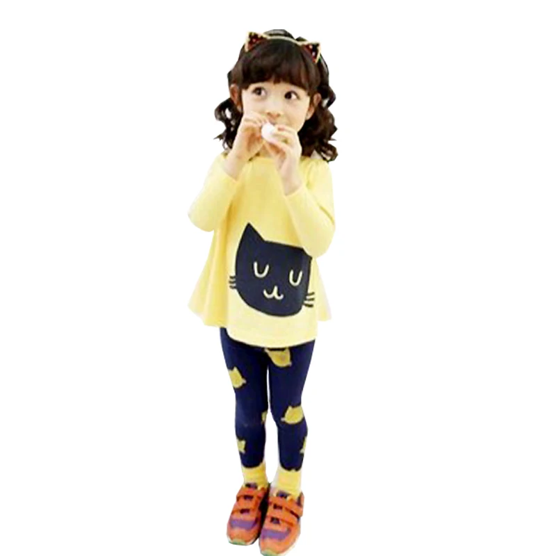 Clothing set sweet cartoon animal print girl fashion sweatshirt coat leggings 3-8 years old beibei high quality children clothes